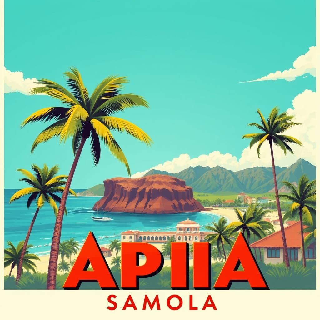 Vintage Travel Poster of Apia, Samoa