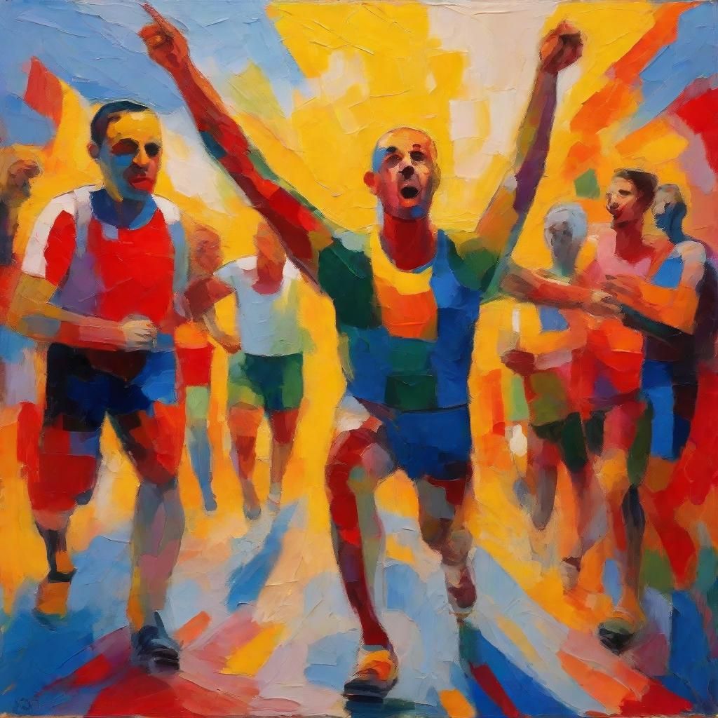 Triumphant Athlete in Fauvist Expressionism Style
