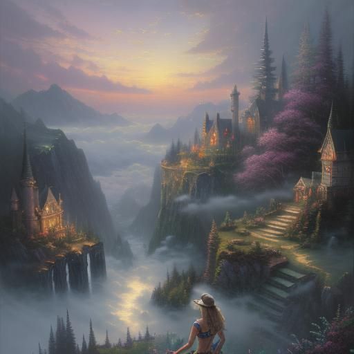 Ethereal Bikini Girl in a Fantasy Landscape
