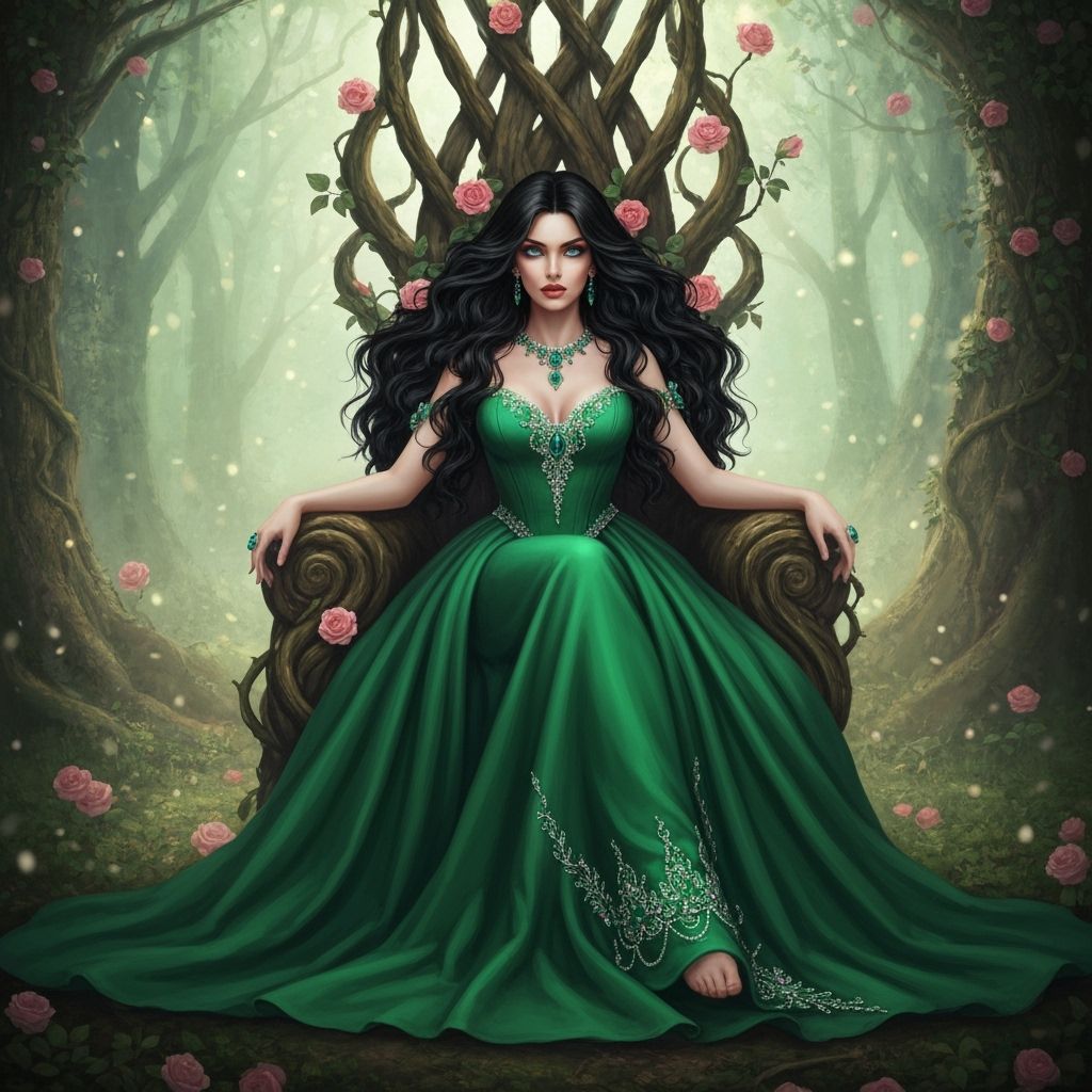 Enchanted Forest Queen on Floral Throne