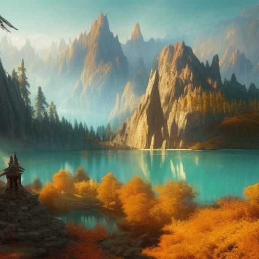 Dwarf Fortress by Turquoise Lake: Dark Fantasy Art