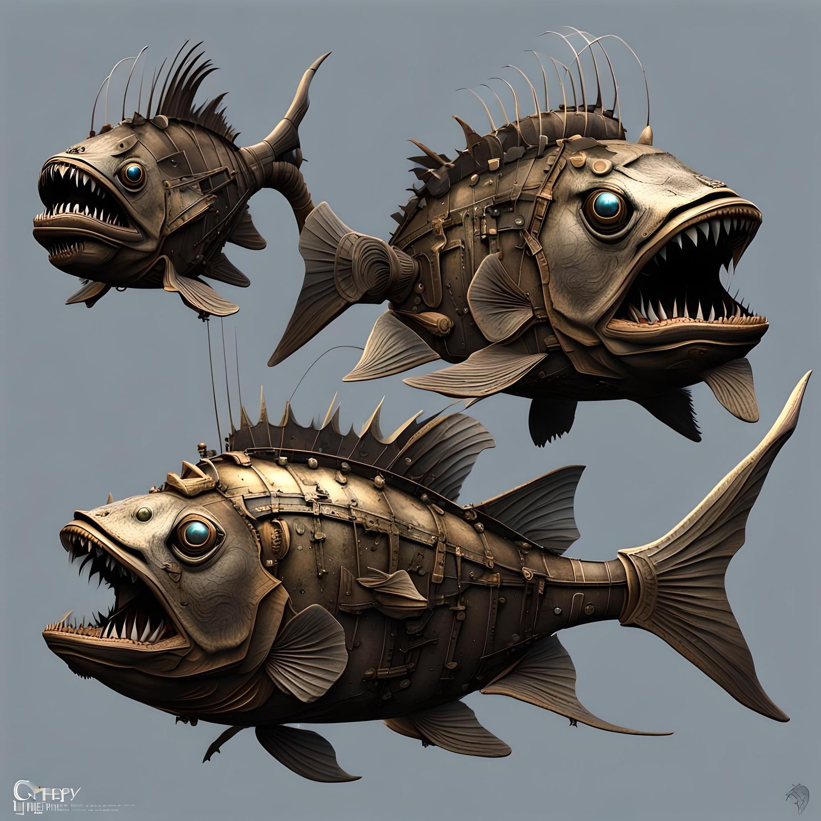 Angler Fish Shipwreck Hybrid in Detailed 3D Render