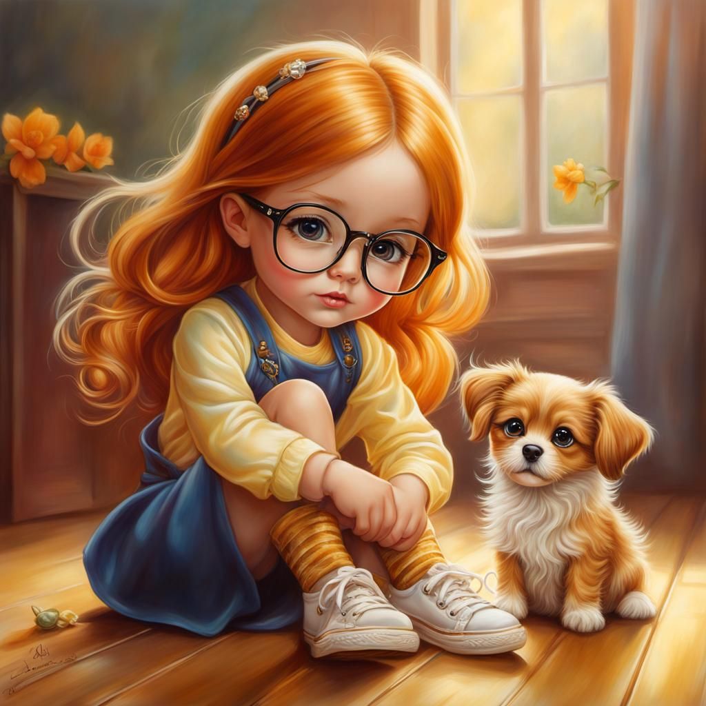 Bild: Greta mit ihrem Hund Finchen.