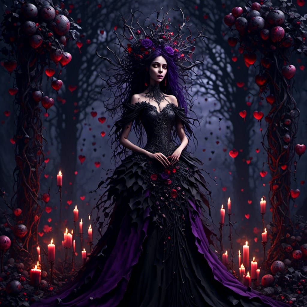 Elaborate Gothic Bride in Candlelight