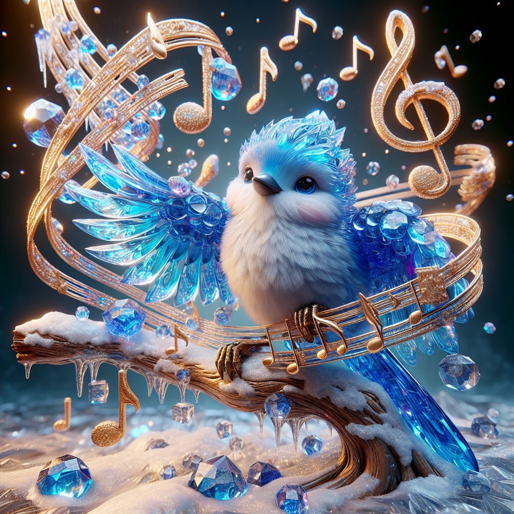 Crystal Bluejay's Gilded Symphony in Fantasycore Style