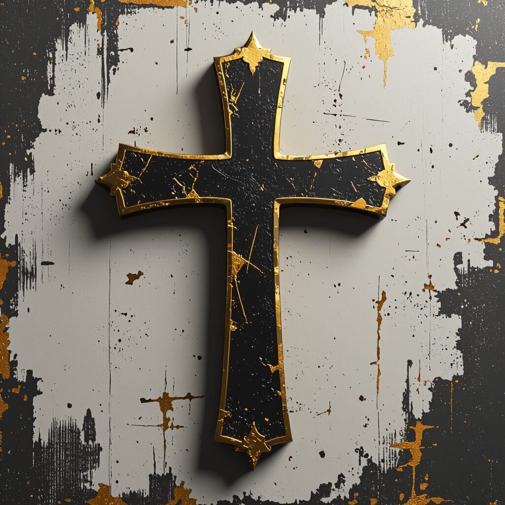 Sleek Christian Cross with Gold Accents