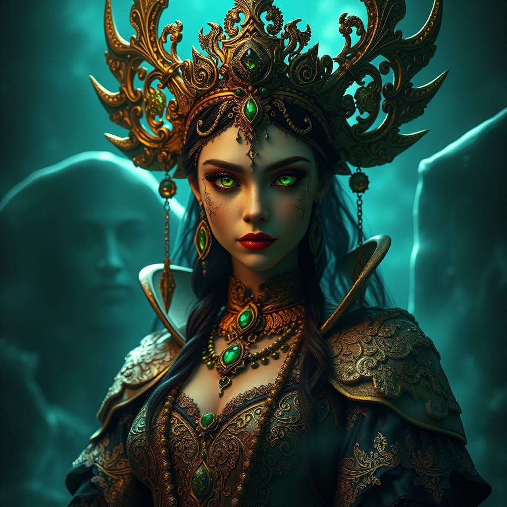 Medieval Underworld Goddess Pomba Gira Maria Padilha in Gold...