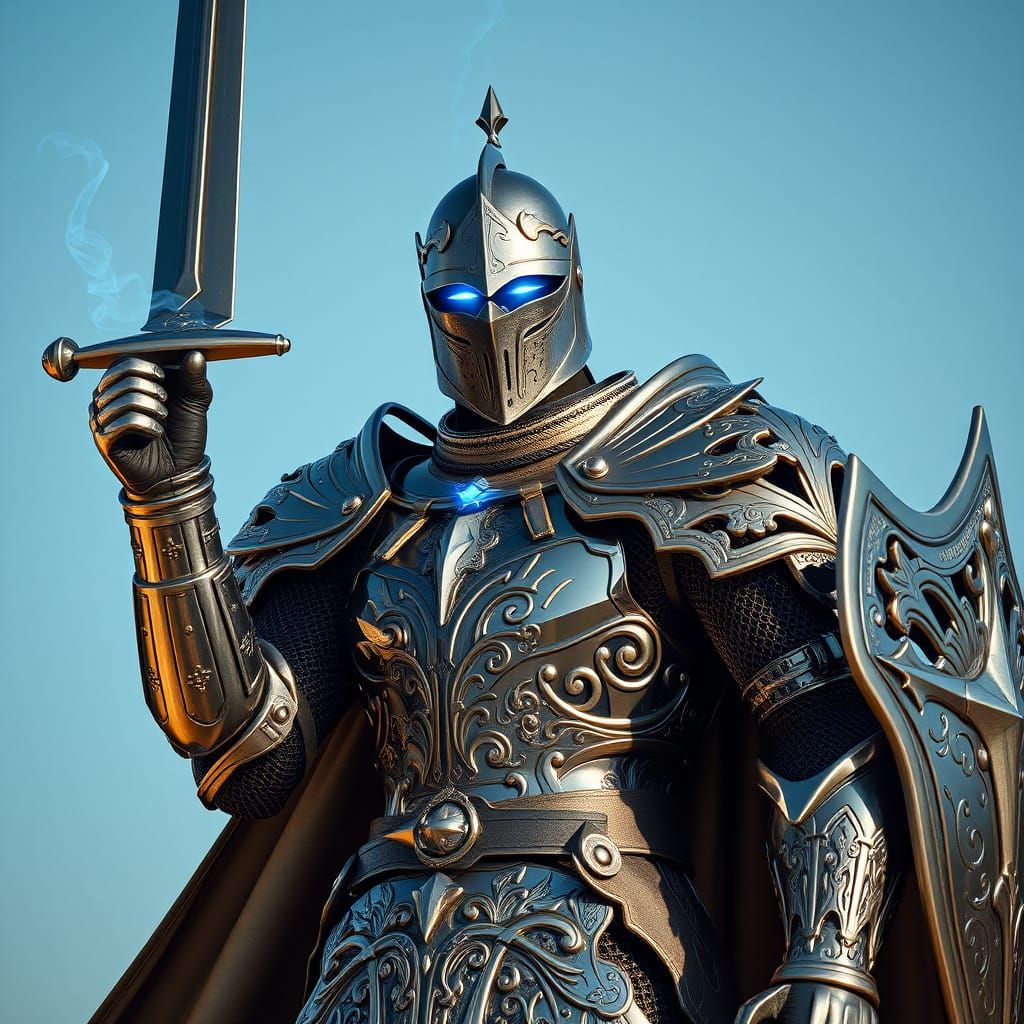 Medieval Knight in Chrome Armor