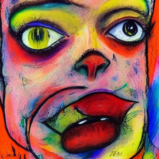 A poorly drawn cartoon portrait of a male, cartoony, surreal...