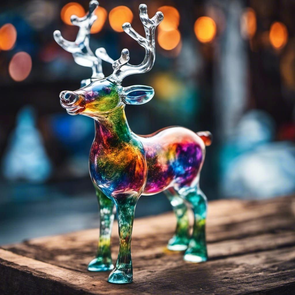 Blown Glass Reindeer Figurine at Christmas Market