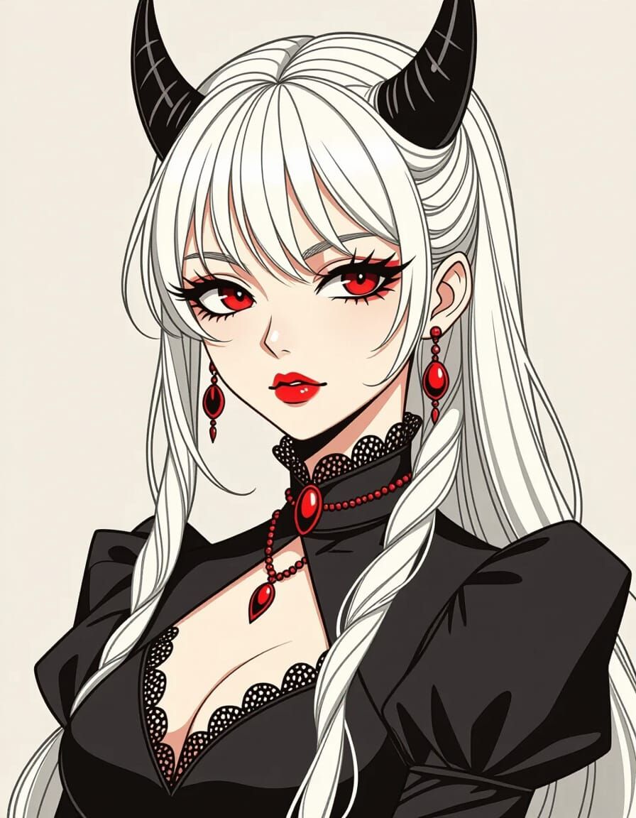 Evil Lady with Unusual Hairstyle in Manga Style