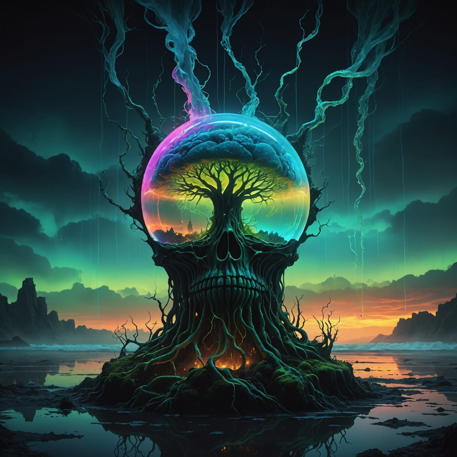 Surreal Bioluminescent Entity in Dark Fantasy Style