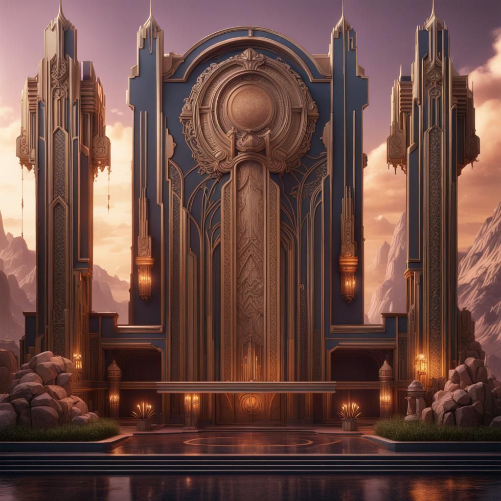 Art Deco Matte Painting in Deep Color