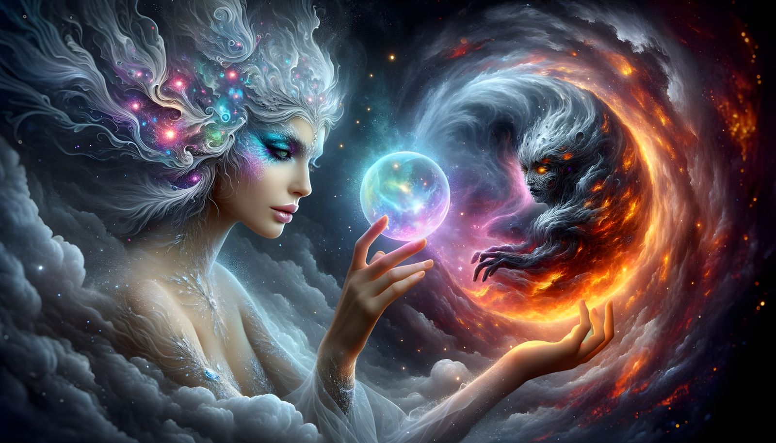 Goddess of Frozen Light in Hyper-Realistic Fantasy Art