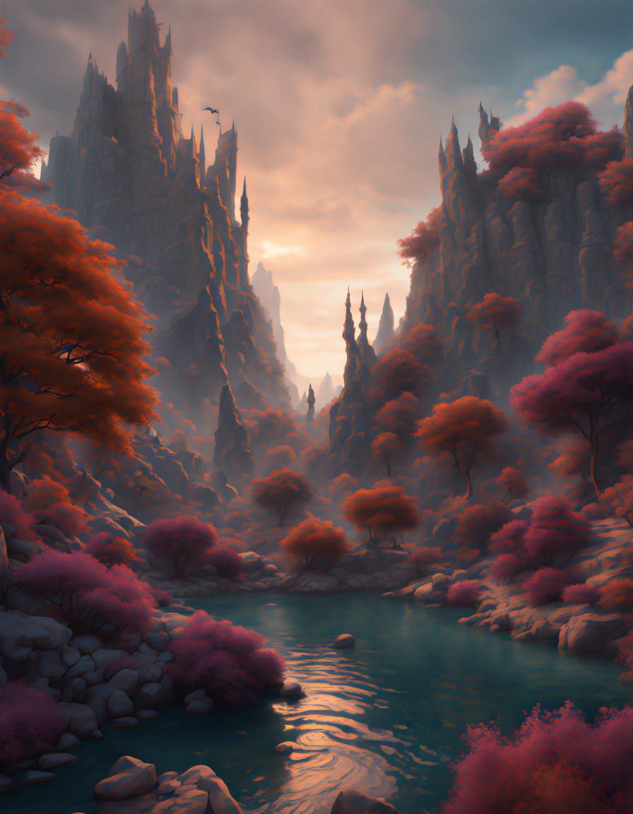 Fantastical Underground City in Detailed Matte Painting