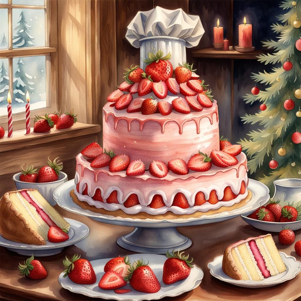 Santa's Wife Bakes Christmas Birthday Cake