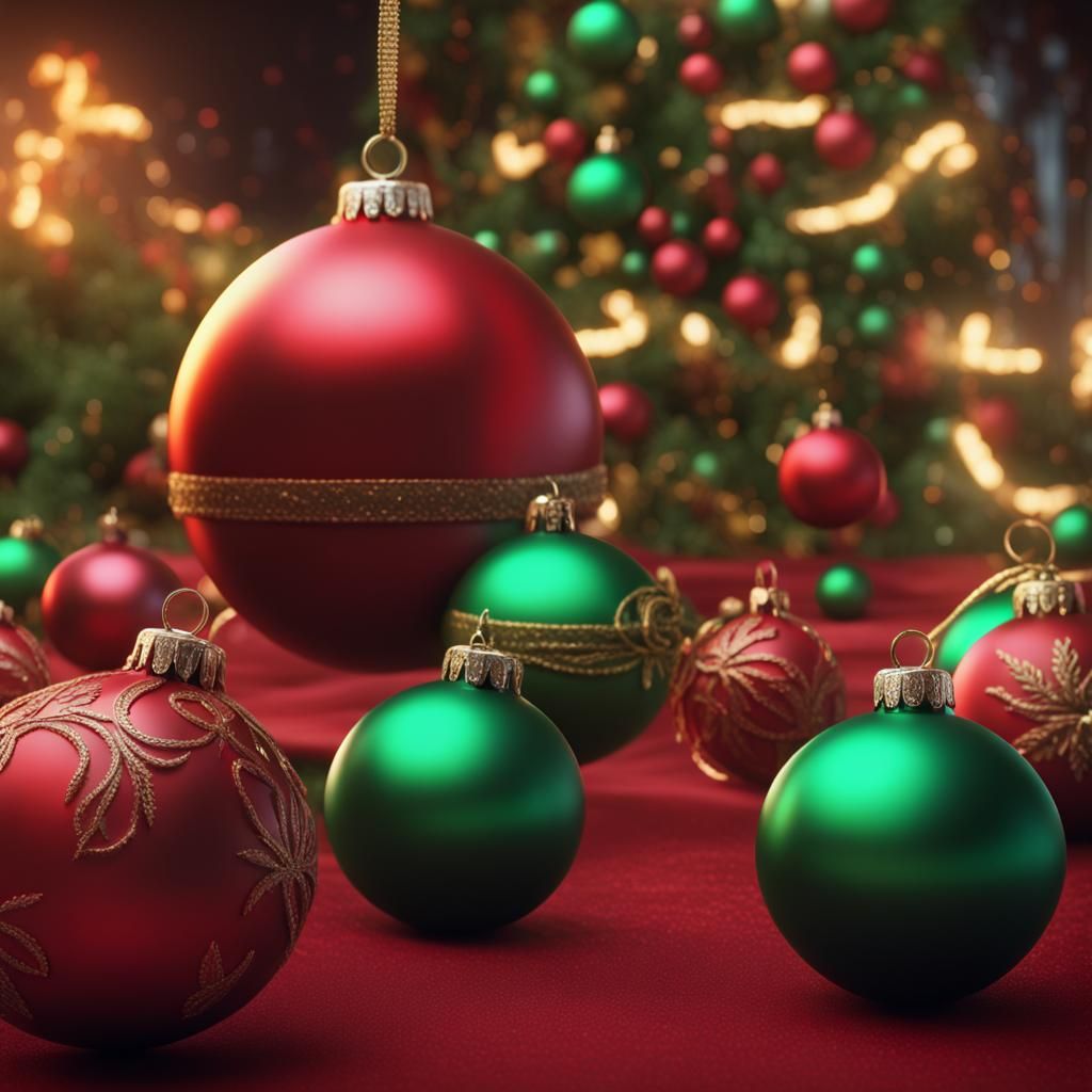Festive Christmas Ornaments in Detailed Matte Painting