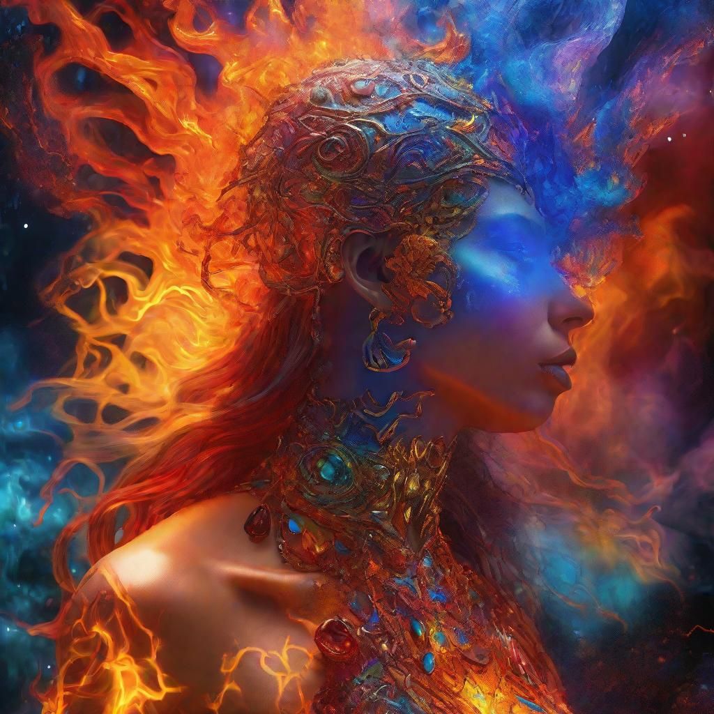 Mystical Being Embodiment of Elements in Digital Art