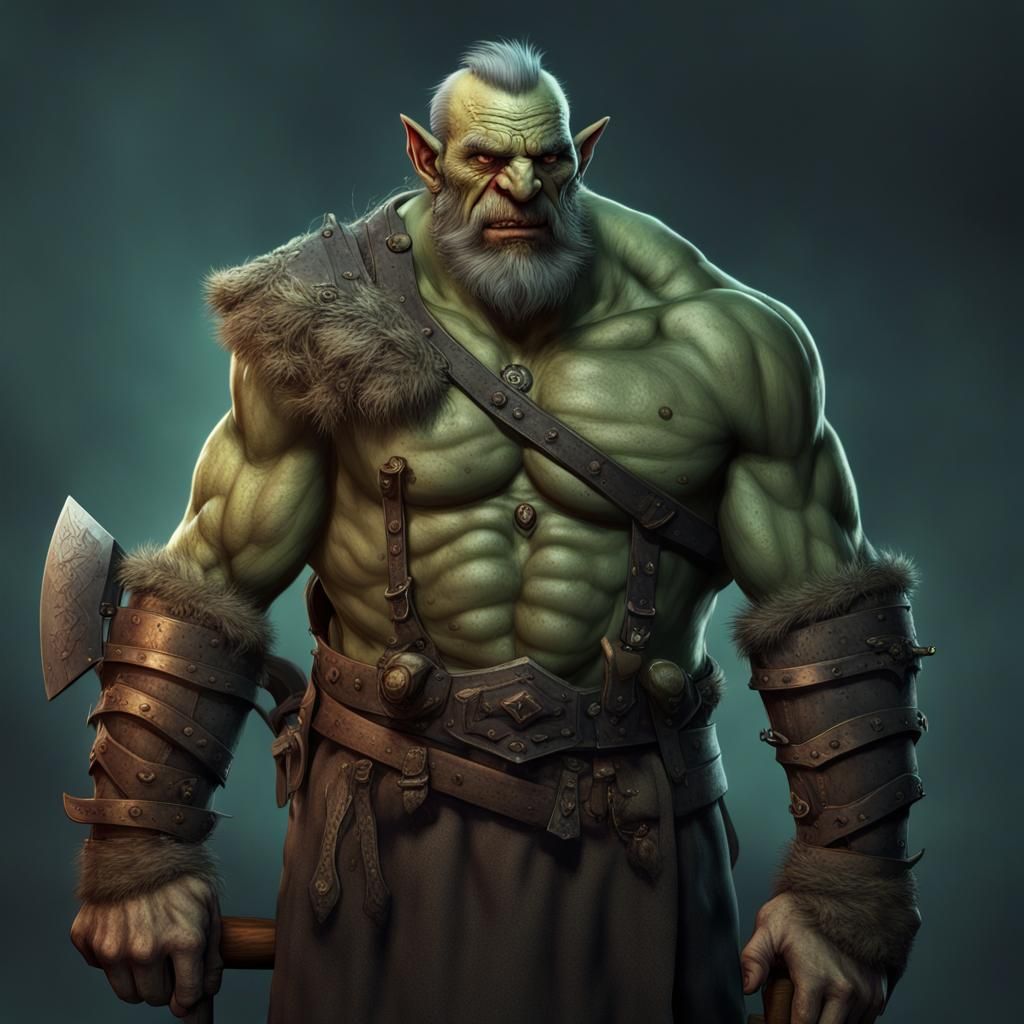 Kind-Faced Orc Blacksmith Concept Art
