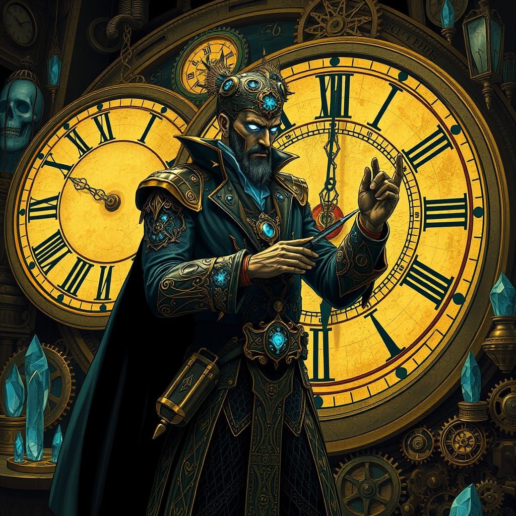 Dr. Chronos: Clockwork Villain in Art Nouveau Style