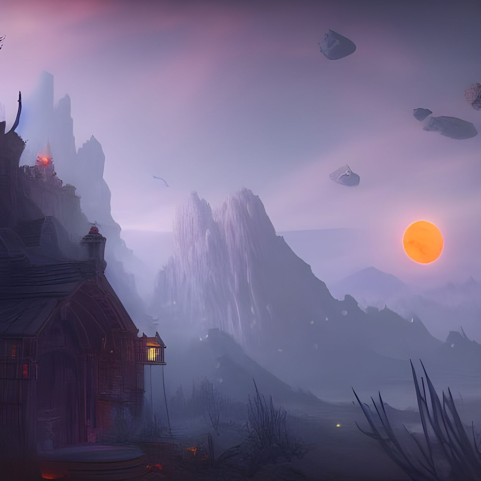 Fantastical Hunter's Moon Matte Painting in Deep Color