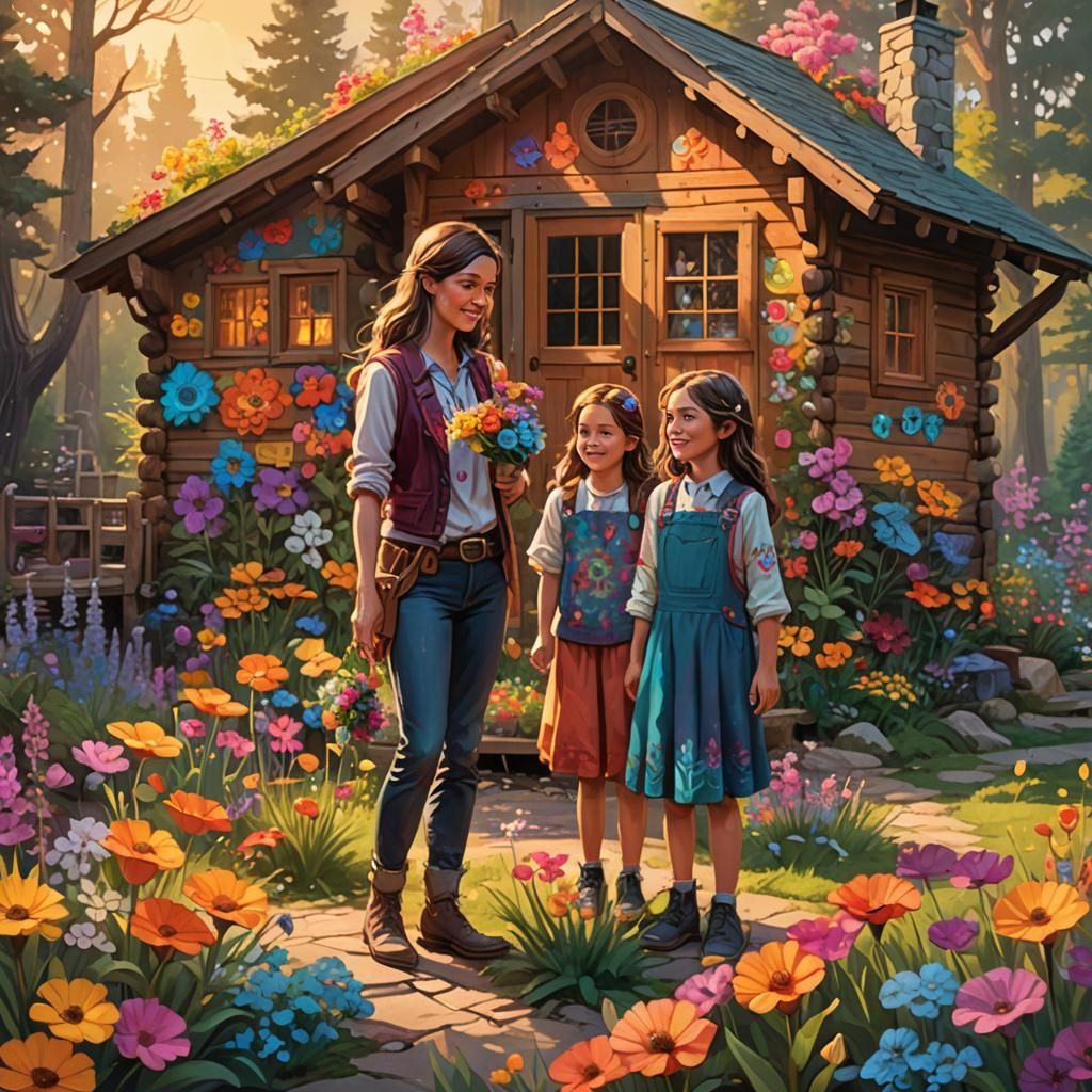 The witch twins stood by their blonde hair mom , mom was wor...