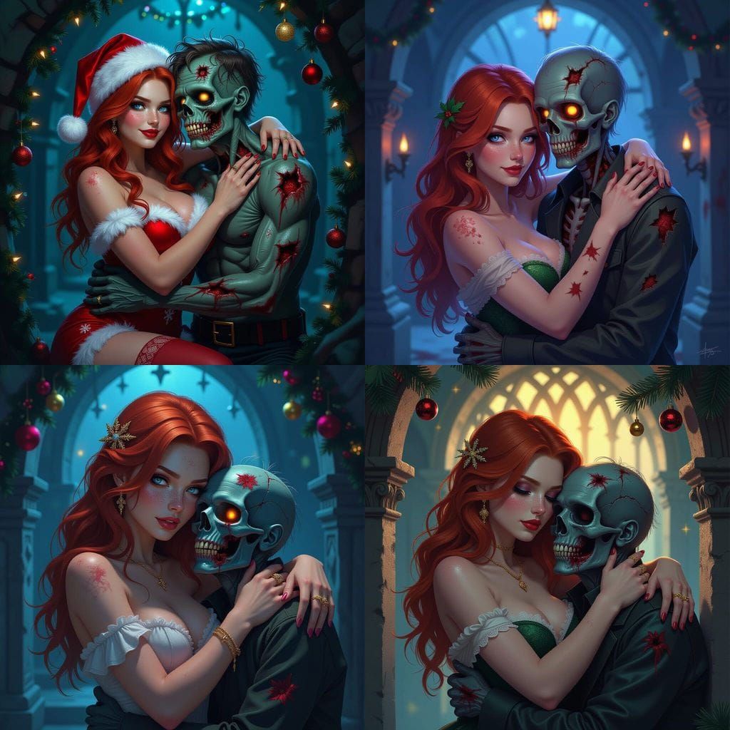 Romantic Dark Fantasy Christmas Embrace