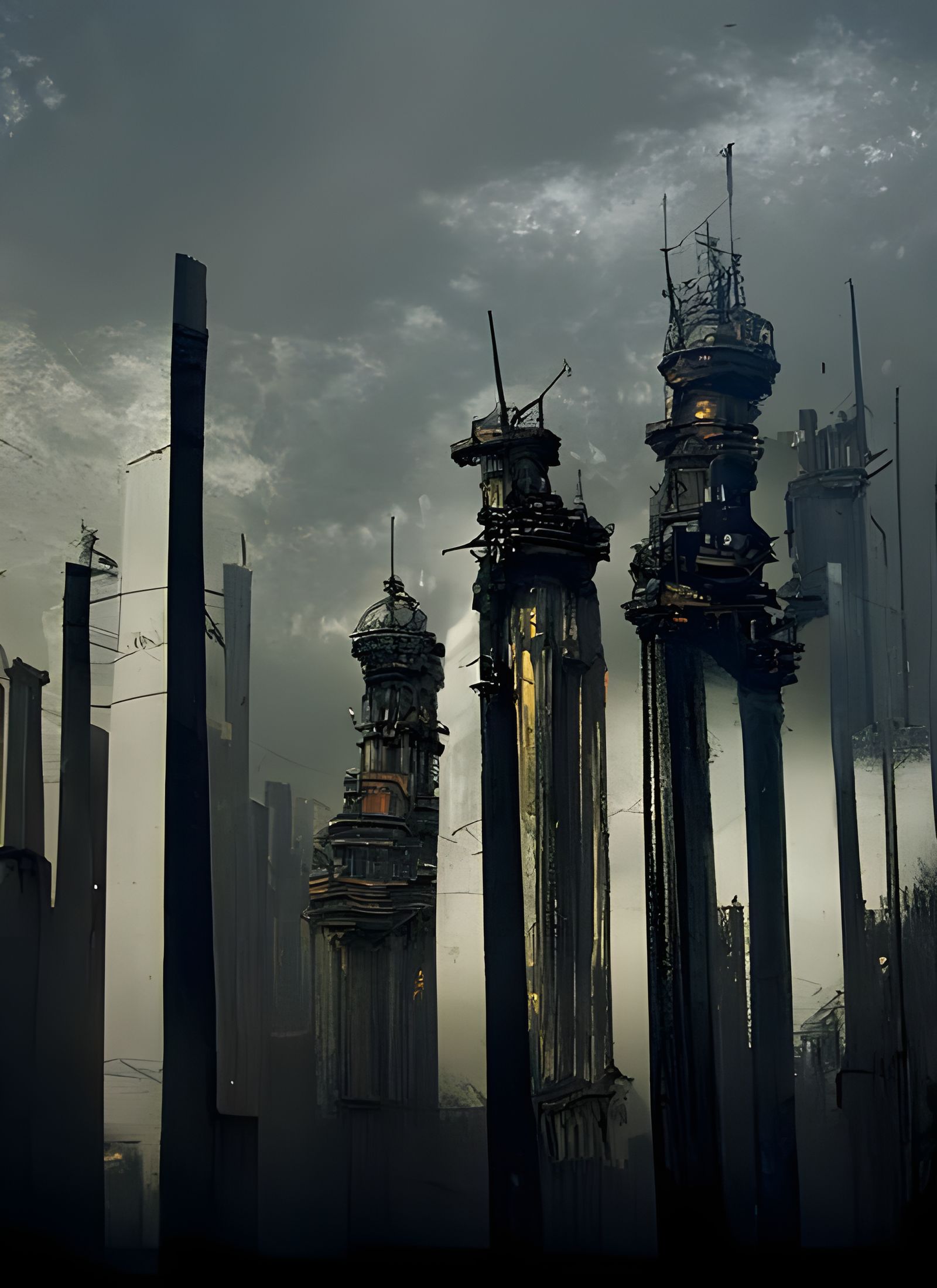 Futuristic Towers in Ominous Photorealistic Style
