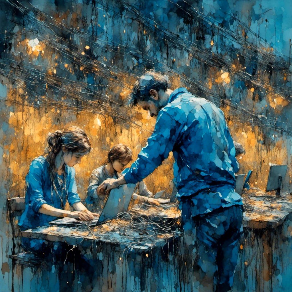 Global Connection: Gouache Painting of Remote Workers