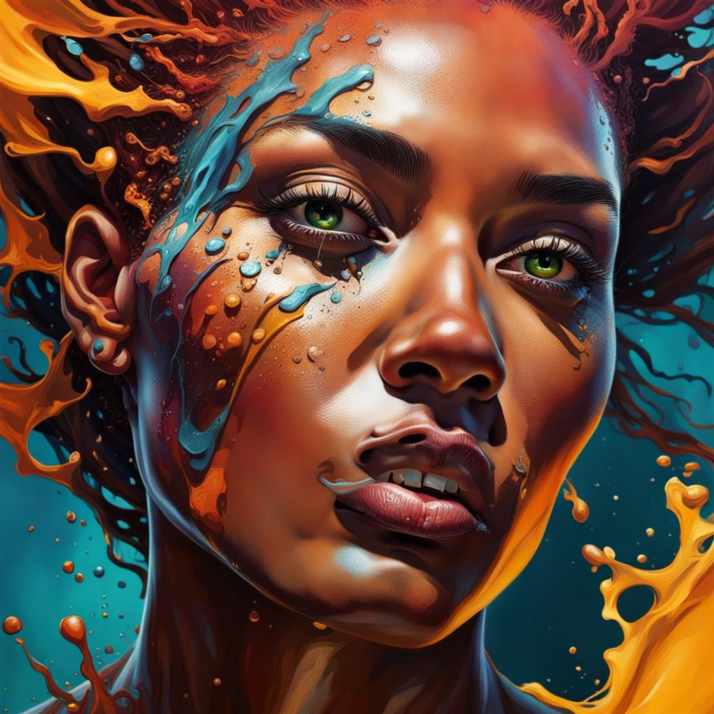 Hyperrealistic Pamela Isley Splash Art Portrait