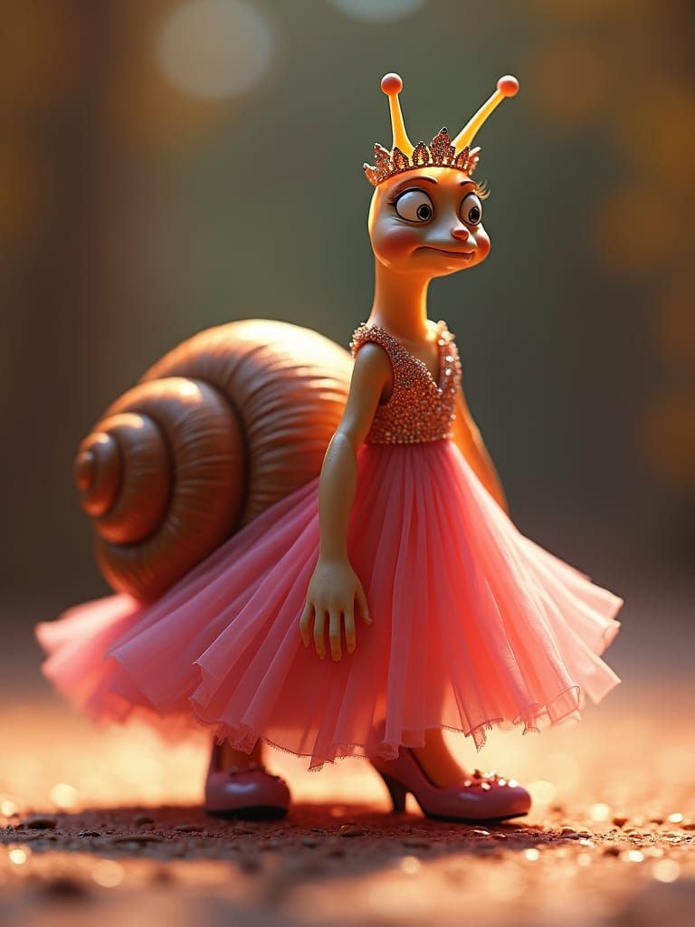 Anthropomorphic Snail's High Heel Mishap: A Humorous Scene