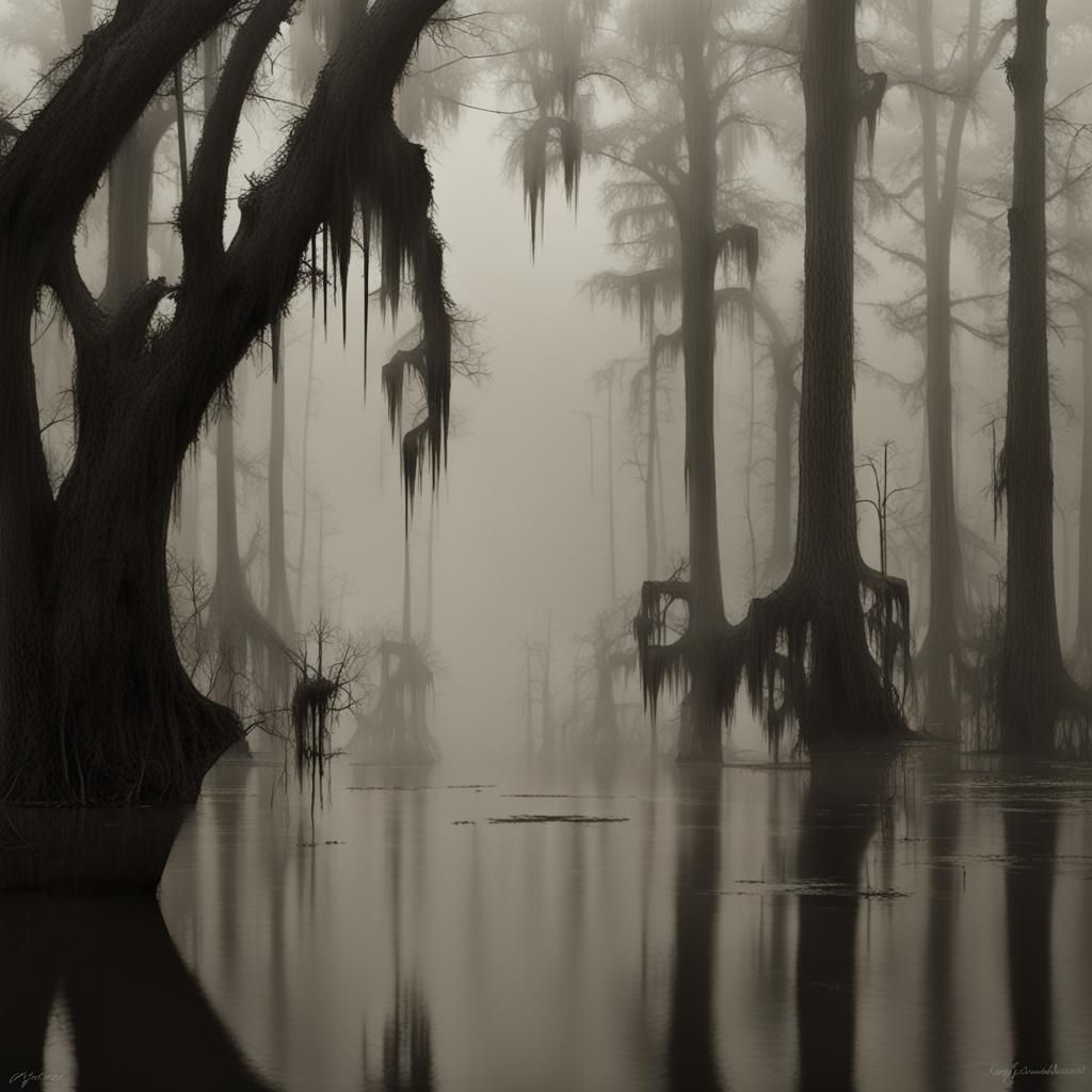 Foggy Louisiana Bayous in Romantic Style
