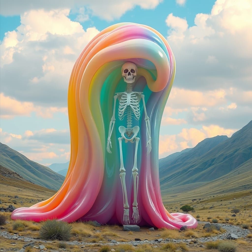 Giant Multicolored Slime Cathedral in Dreamlike Valley