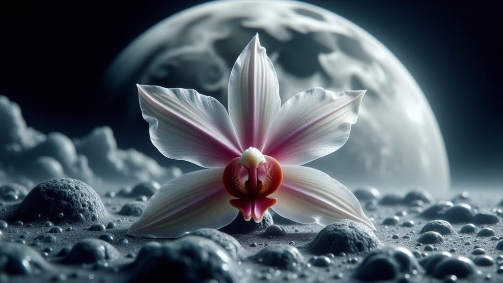 Orchid Blooms on the Moon, Dreamy Enchantment