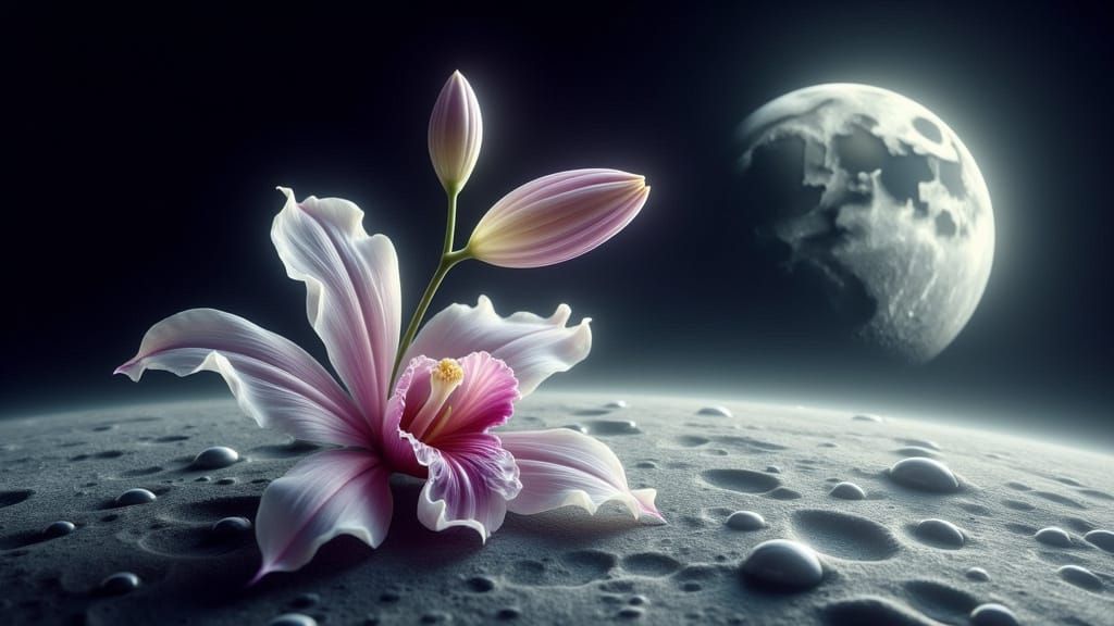 Orchid Blooming on the Moon's Surface