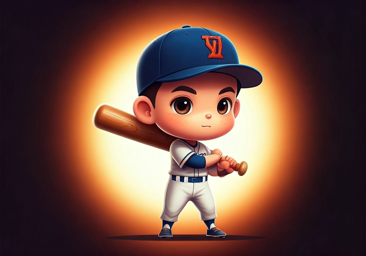 Cute Chibi Baseball Player in 3D Digital Art