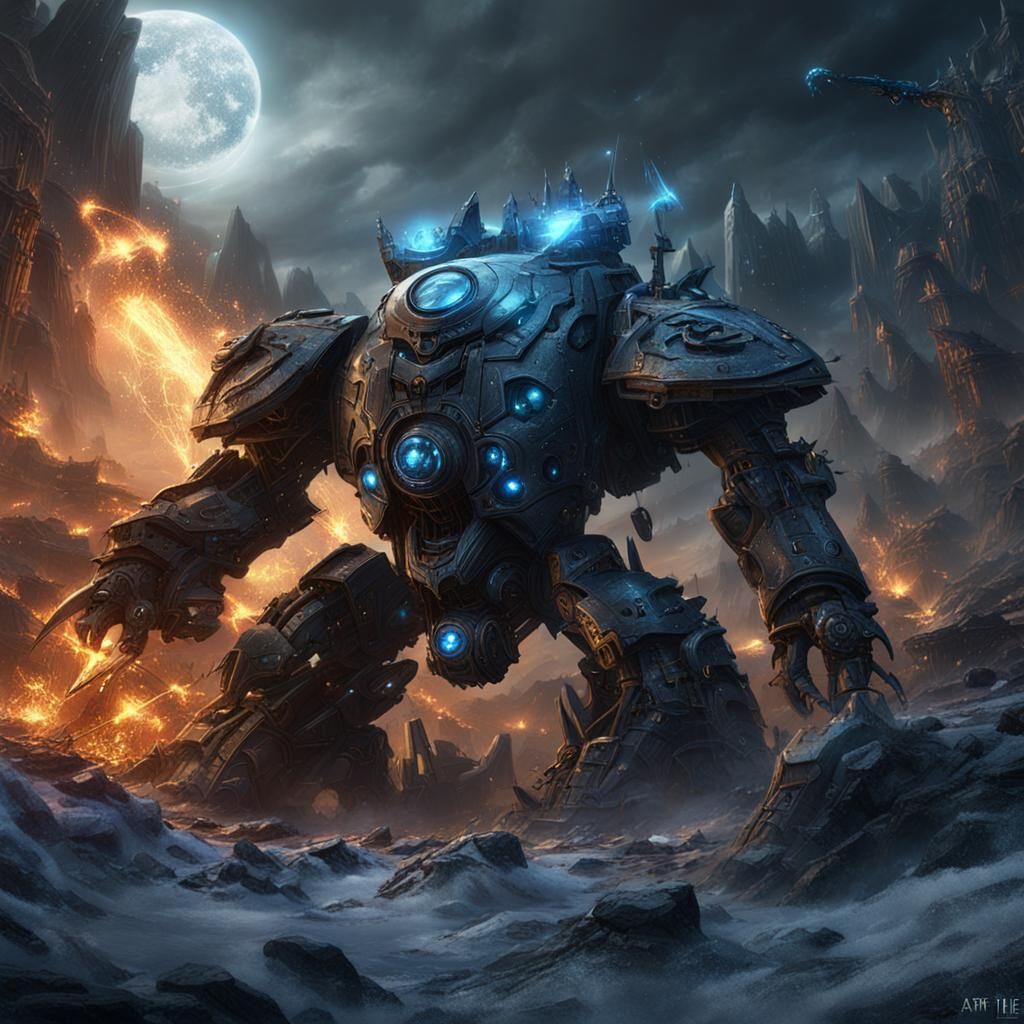 Earth Warmachines vs Evil Voxis Machine: Fantasy Art