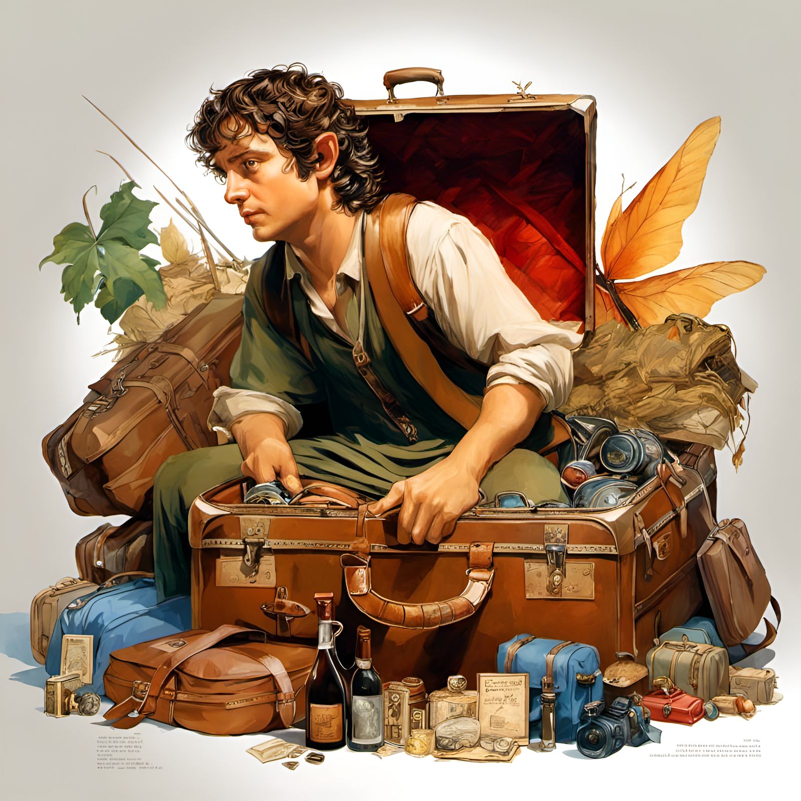 Frodo Baggins Portrait in Renaissance Comic Style