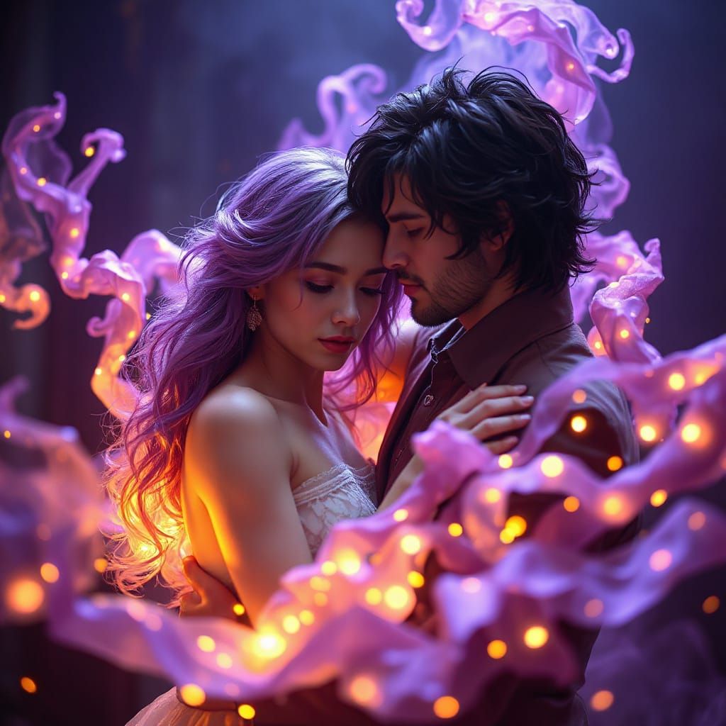 Mystical Embrace in Dark Fantasy Style