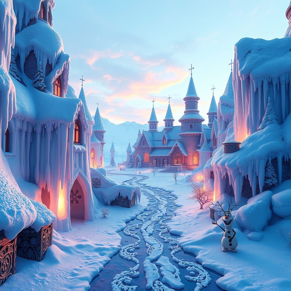 Frozen Kingdom in Winter, Hyperdetailed Digital Art