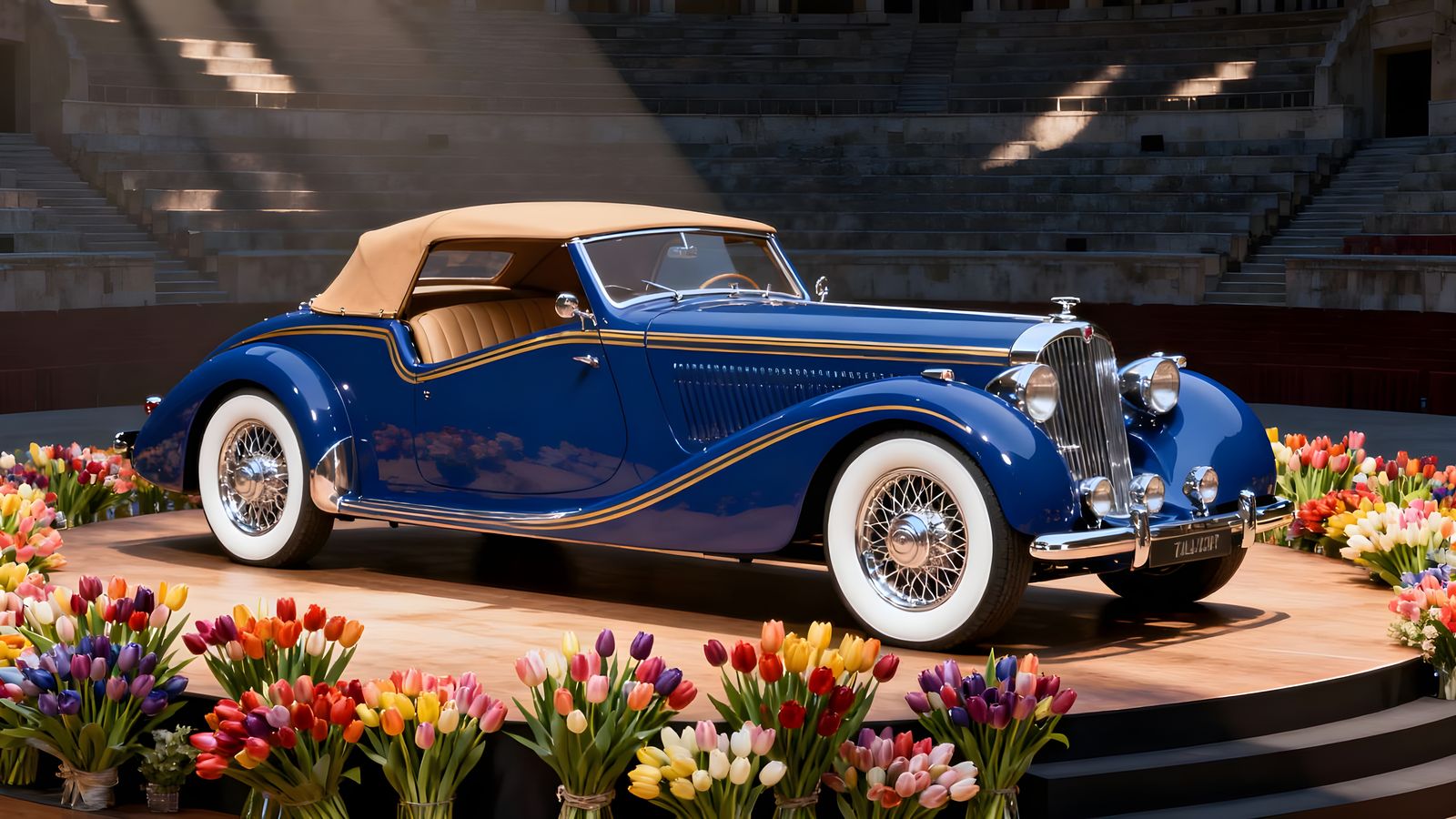 1938 Talbot-Lago T23 Cabriolet in Royal Blue, Photorealistic...
