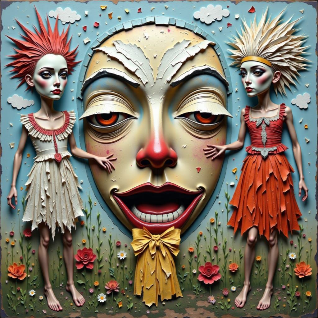 AI Image with Pulp Textures and Awkward Composition