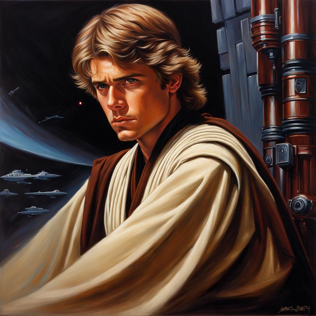 Anakin Skywalker Portrait in Oil Painting Style