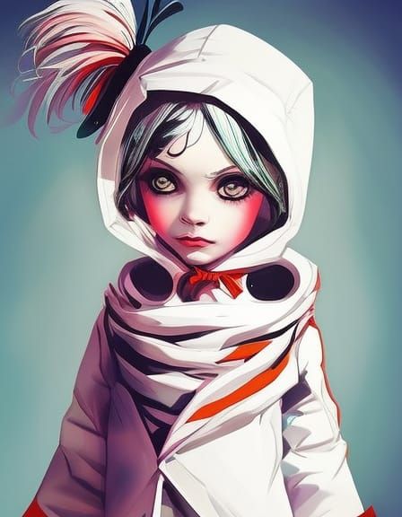 Adorable Chibi Girl in Streetwear, Digital Painting