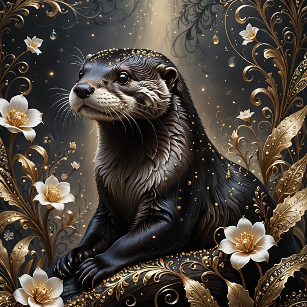 Gothic Museum Otter in Fantasy Art Style