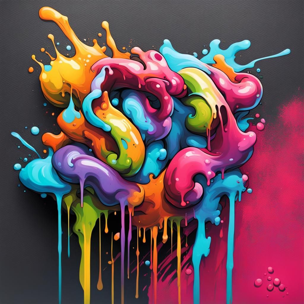 Colorful Polychromatic Graffiti Art in Street Style
