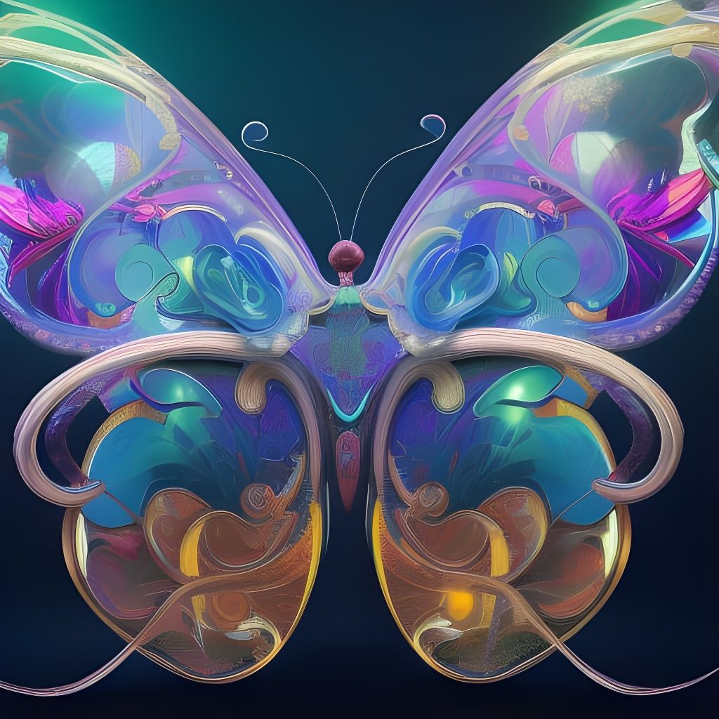 Colorful Glass Butterfly Art Nouveau Style