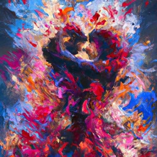 Lovers Embrace Amidst Chaotic Storm, Impasto Speedpainting