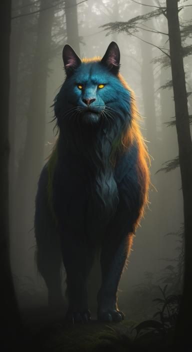 Hairy Monster Portrait in Misty Forest: Photorealism