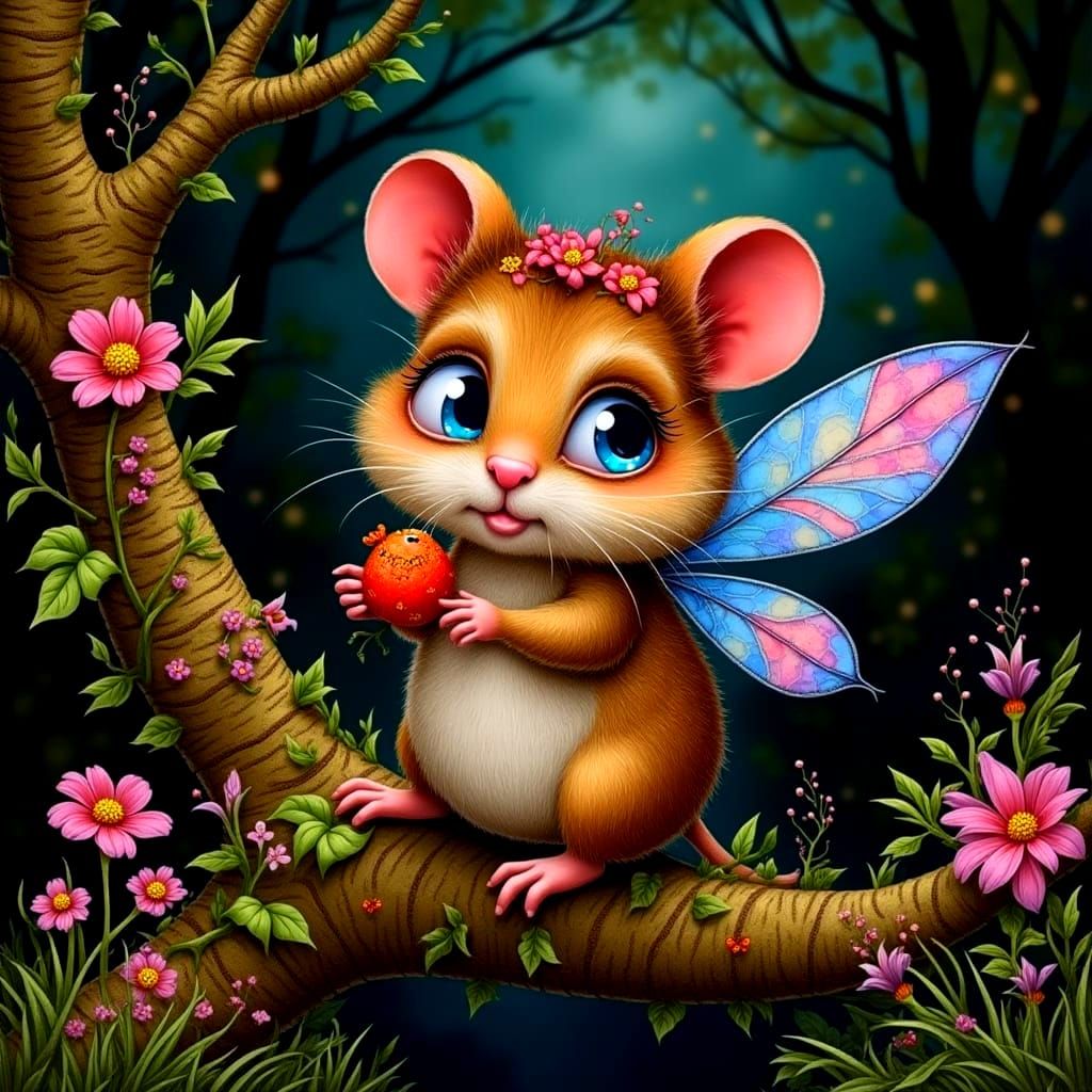 Cute Hamster Fairy in Whimsical Cartoon Style